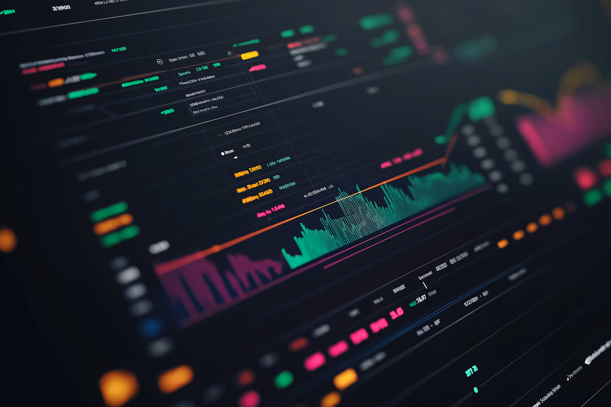 Close-up of a data dashboard with charts