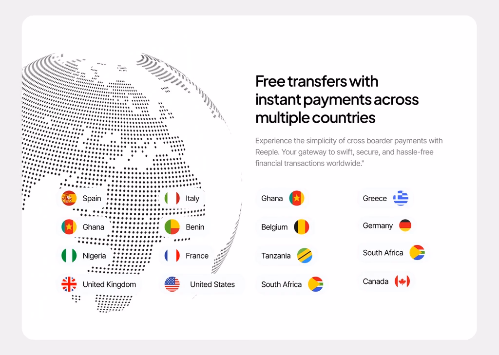 Reeple — free transfers across multiple countries