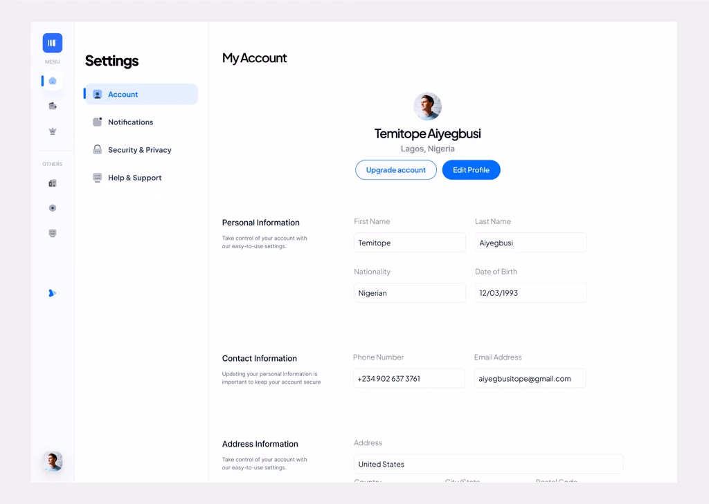 Reeple — account settings